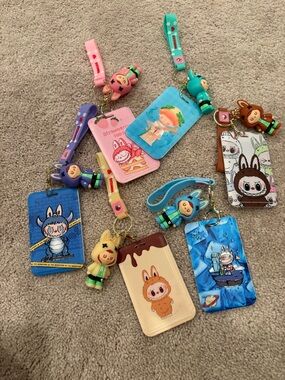 6 Pieces of Labubu Pocket Pal ID Card Keychain NEW